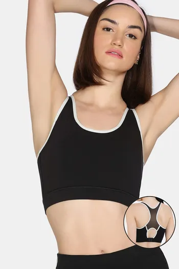 Buy Zelocity Medium Impact Super Soft Sports Bra with Removable Padding - Jet Black